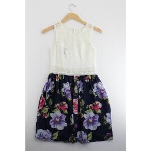 BCX dress floral lace tank top mini dress womens 7 romantic cottagecore ethereal